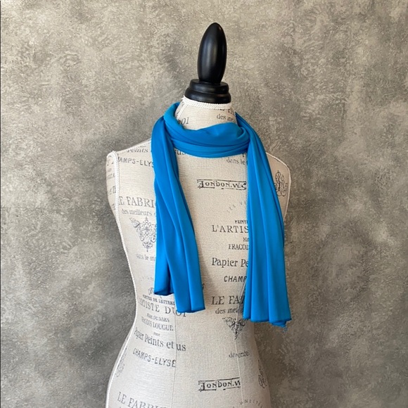 Blue Polyester Solid Color Hijab Scarf Shawl - Picture 7 of 9